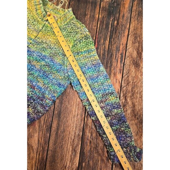 I.E. Relaxed Wool Blend Sweater Indie Art Chunky Knit Ombre Full Zip Women's L - Picture 5 of 13